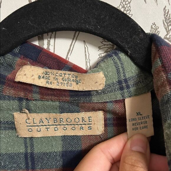Claybrooke XL Outdoors Plaid Flannel Shirt Unisex Men Women Button Down - Picture 3 of 6